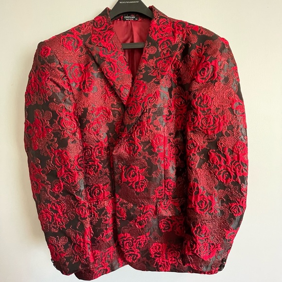 Suits & Blazers Coofandy Mens Floral Tuxedo Rose Embroidered Suit Jacket Great For Ky Derby